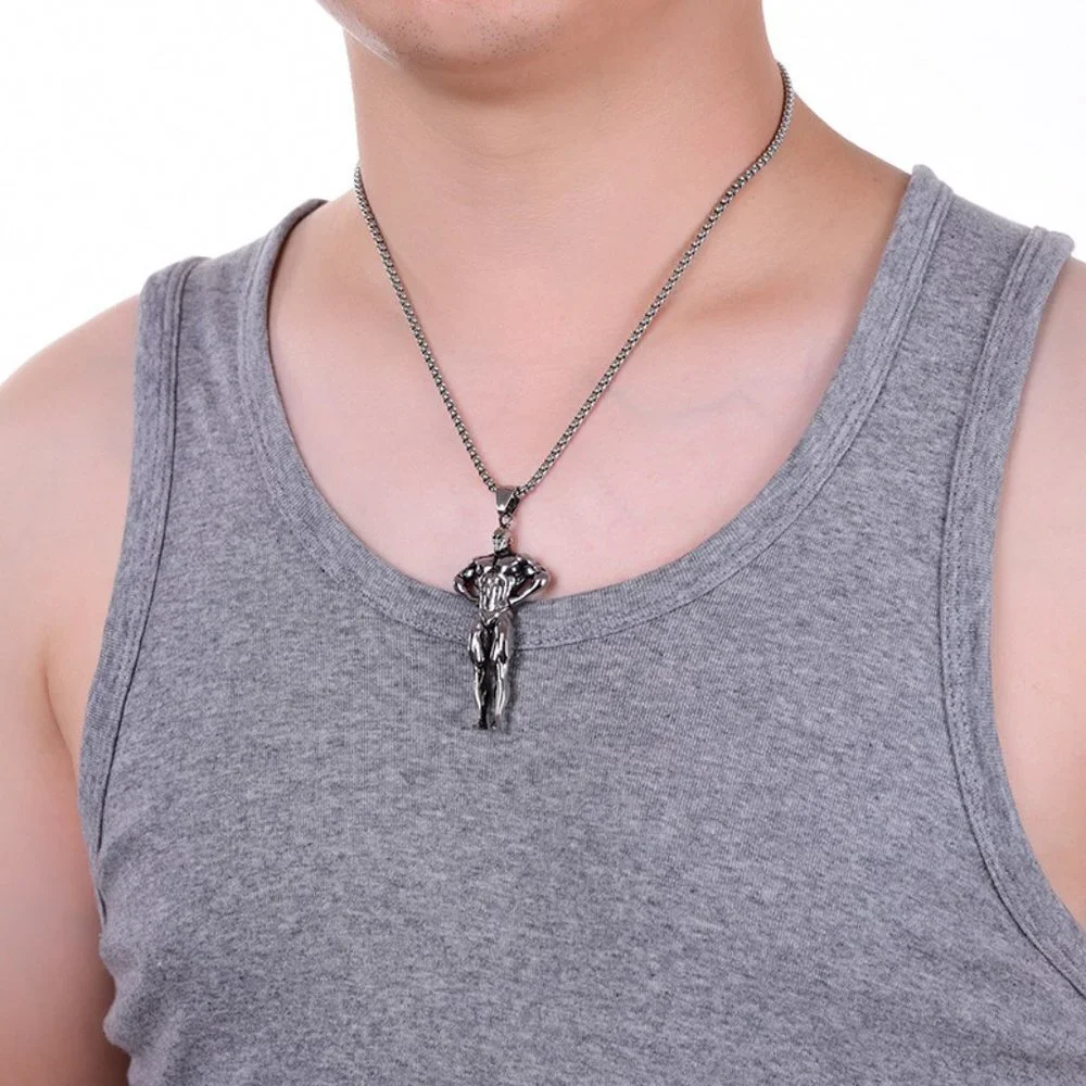 ❤️Retro surgical fitness muscle pendant necklace for women/men, N90201P184